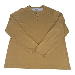 Levi Strauss Mens L Long Sleeve Henley T Shirt Mustard Yellow Cotton Poly Blend